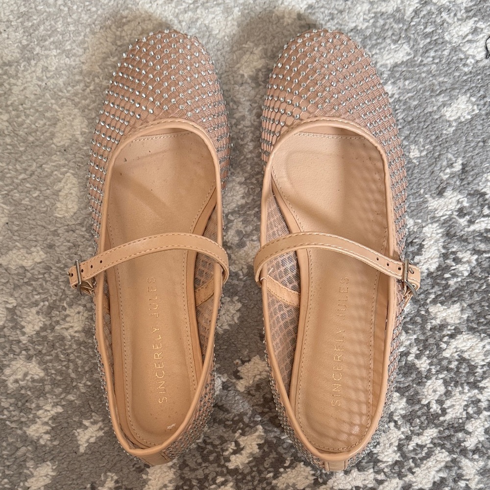 Sincerely Jules studded mesh Mary Jane flats
